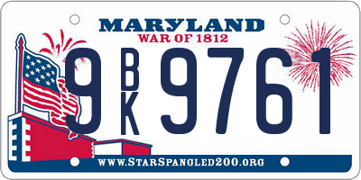 MD license plate 9BK9761