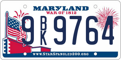 MD license plate 9BK9764