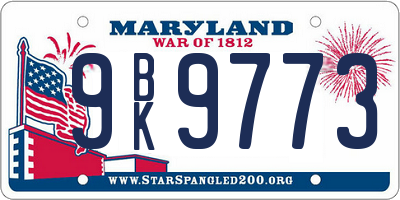 MD license plate 9BK9773