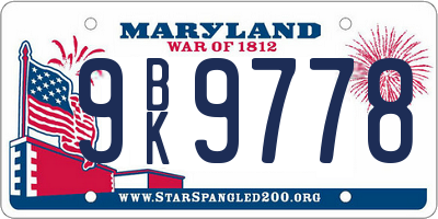 MD license plate 9BK9778