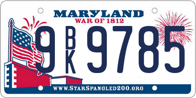 MD license plate 9BK9785