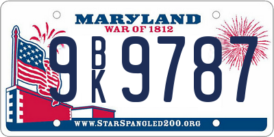 MD license plate 9BK9787
