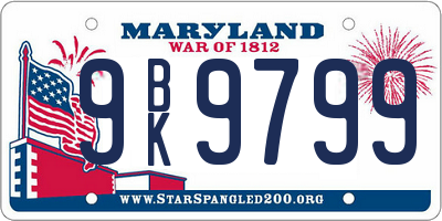 MD license plate 9BK9799