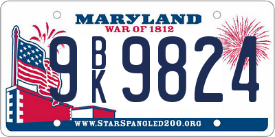 MD license plate 9BK9824