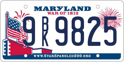 MD license plate 9BK9825