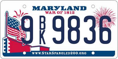 MD license plate 9BK9836