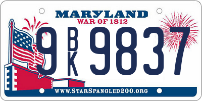 MD license plate 9BK9837