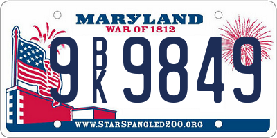 MD license plate 9BK9849