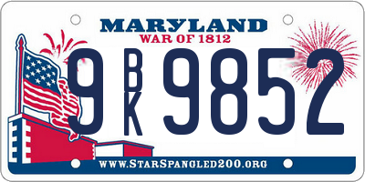 MD license plate 9BK9852