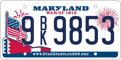 MD license plate 9BK9853