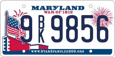 MD license plate 9BK9856