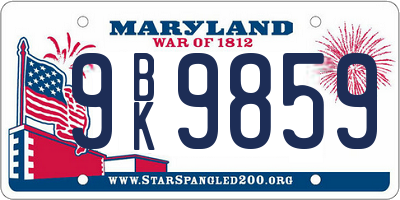 MD license plate 9BK9859