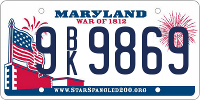 MD license plate 9BK9869