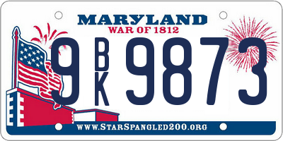 MD license plate 9BK9873