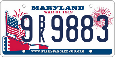 MD license plate 9BK9883
