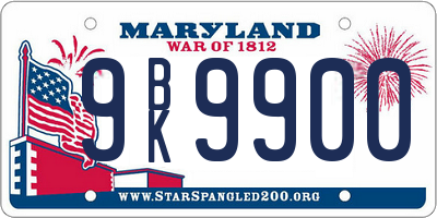 MD license plate 9BK9900
