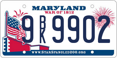 MD license plate 9BK9902