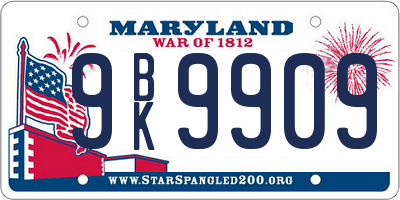 MD license plate 9BK9909
