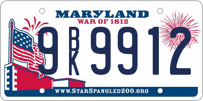 MD license plate 9BK9912