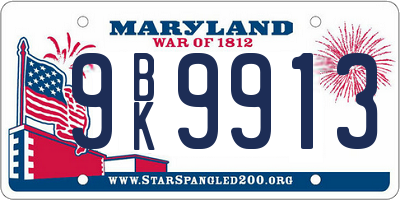 MD license plate 9BK9913