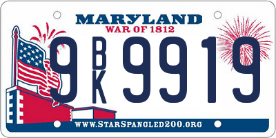 MD license plate 9BK9919