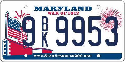 MD license plate 9BK9953