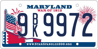 MD license plate 9BK9972