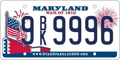 MD license plate 9BK9996