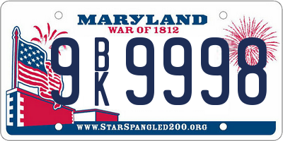 MD license plate 9BK9998