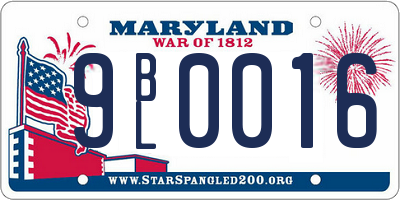 MD license plate 9BL0016