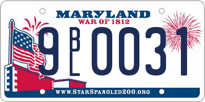 MD license plate 9BL0031