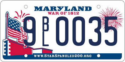 MD license plate 9BL0035