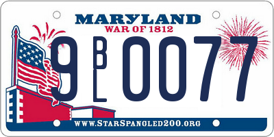 MD license plate 9BL0077