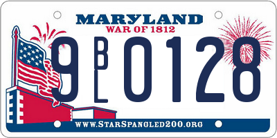 MD license plate 9BL0128