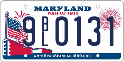 MD license plate 9BL0131