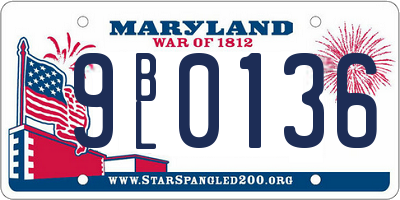 MD license plate 9BL0136