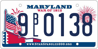 MD license plate 9BL0138