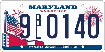 MD license plate 9BL0140
