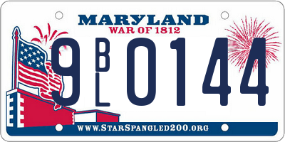 MD license plate 9BL0144