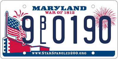 MD license plate 9BL0190