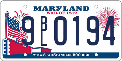 MD license plate 9BL0194