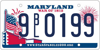 MD license plate 9BL0199