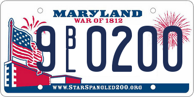 MD license plate 9BL0200