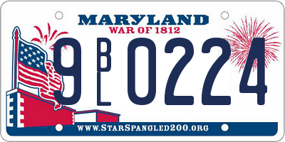 MD license plate 9BL0224