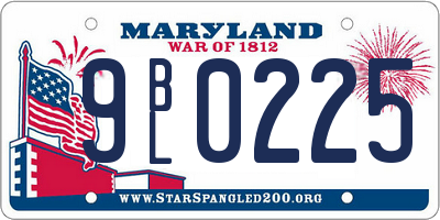 MD license plate 9BL0225
