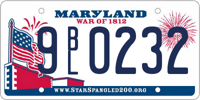 MD license plate 9BL0232