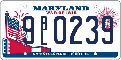 MD license plate 9BL0239