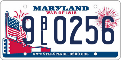 MD license plate 9BL0256