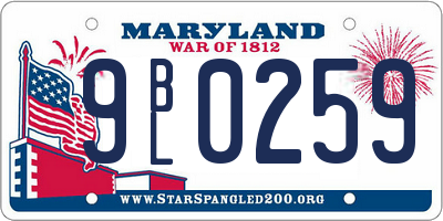 MD license plate 9BL0259