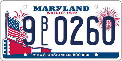 MD license plate 9BL0260